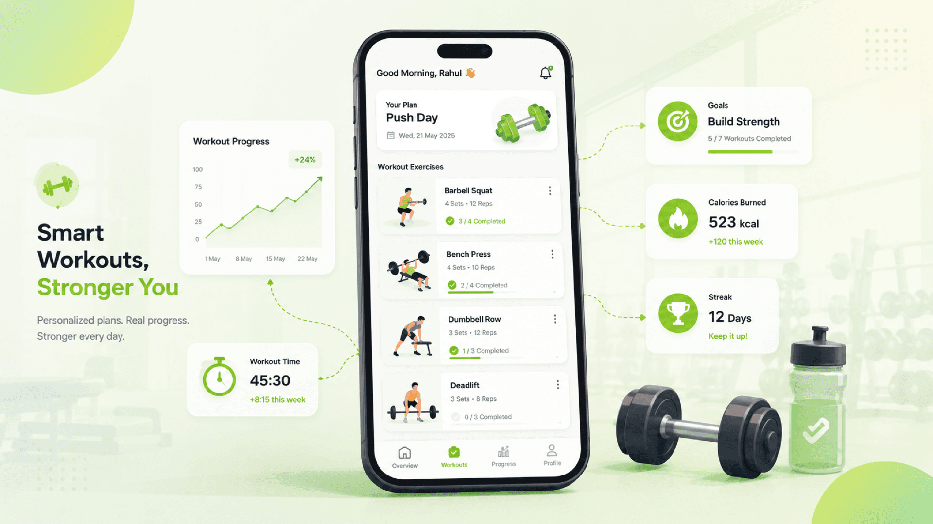 Workout and diet plans interface